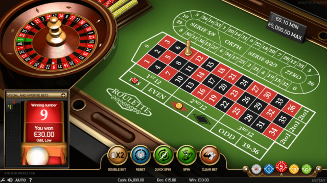 Игровой интерфейс Roulette Advanced 3